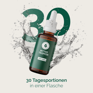 BITTERTROPFEN: Grafik, 30 Tagesportionen, Flasche mit Spritzern