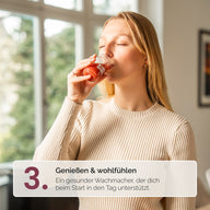 ENERGIE GUARANA SHOTS: Frau trinkt den zubereiteten Shot