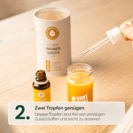 IMMUN SET: Zubereitung Schritt 2, Tropfen fallen ins Shotglas