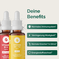 KENNENLERNSET VITAMINTROPFEN: Grafik der Flaschen mit Benefit-Hinweisen