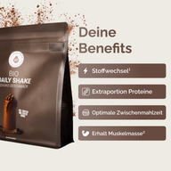 DAILY SHAKES "SCHOKO": Grafik des Beutels mit Benefit-Hinweisen