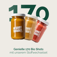 INGWER STOFFWECHSELSET: Grafik, 170 Bio Shots, drei Gläser
