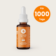 VITAMINTROPFEN D3K2 KIDS: Orange Pipettenflasche, Hinweis auf 1000 Tage
